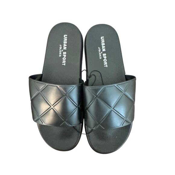 NEW J SLides by Urban Sport Fabio Black Slide On Sandals Casual Womens Size 8 - Picture 2 of 5